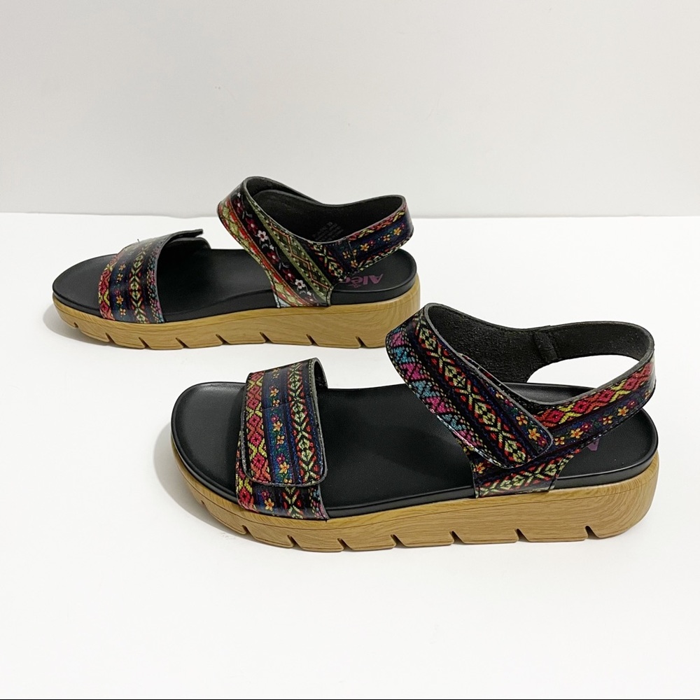 Alegria Women's Black Multi-Color Patterned Sandals - Picture 5 of 10